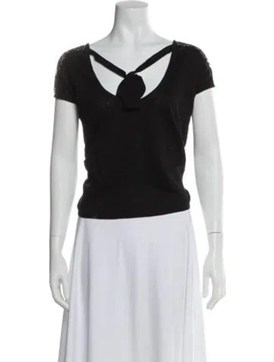 Pre-owned Sézane Linen V-neck Top In Black