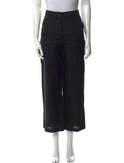 Pre-owned Sézane Linen Wide Leg Pants In Black