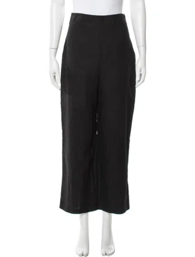 Pre-owned Sézane Linen Wide Leg Pants In Black
