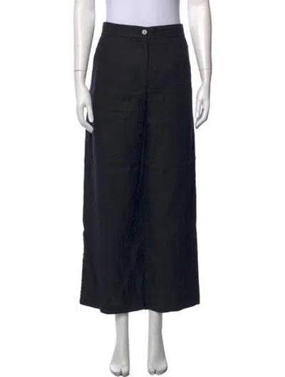 Pre-owned Sézane Linen Wide Leg Pants In Black