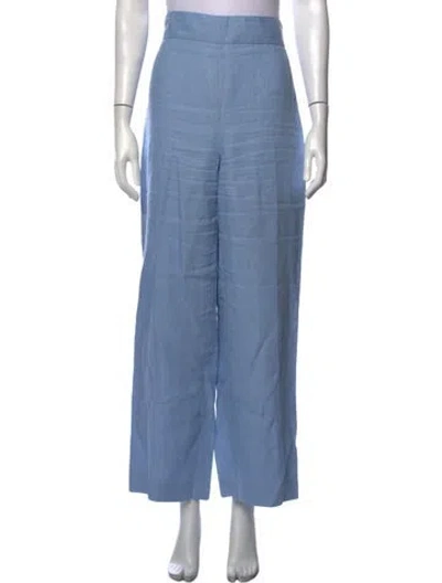 Pre-owned Sézane Linen Wide Leg Pants In Blue