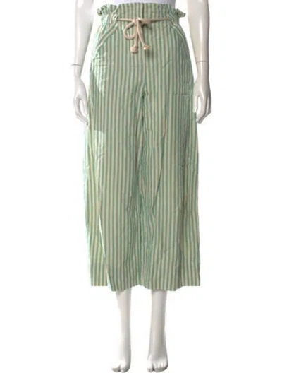Pre-owned Sézane Linen Wide Leg Pants In Green