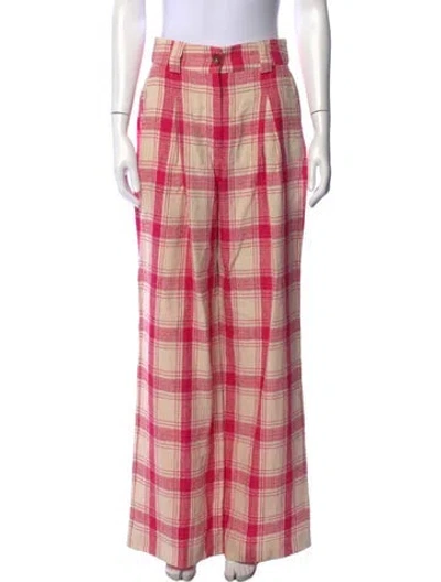 Pre-owned Sézane Linen Wide Leg Pants In Pink