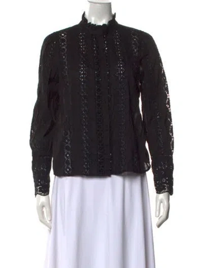 Pre-owned Sézane Long Sleeve Blouse In Black