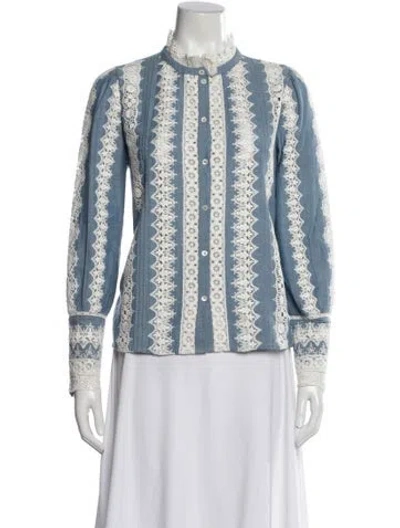 Pre-owned Sézane Long Sleeve Blouse In Blue