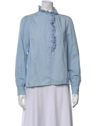 Pre-owned Sézane Long Sleeve Blouse In Blue