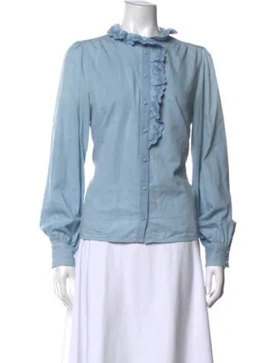 Pre-owned Sézane Long Sleeve Blouse In Blue