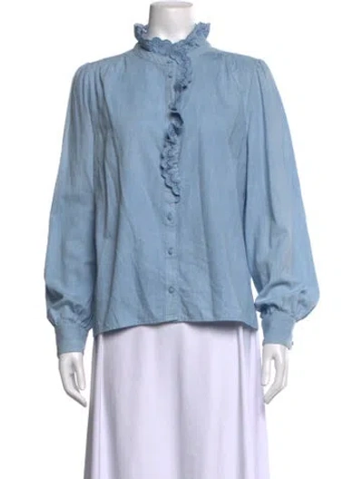 Pre-owned Sézane Long Sleeve Blouse In Blue