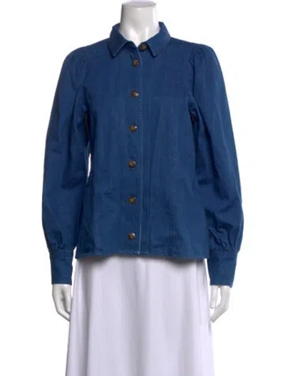 Pre-owned Sézane Long Sleeve Blouse In Blue