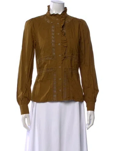 Pre-owned Sézane Long Sleeve Blouse In Brown
