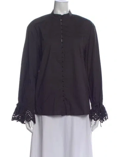 Pre-owned Sézane Long Sleeve Blouse In Gray