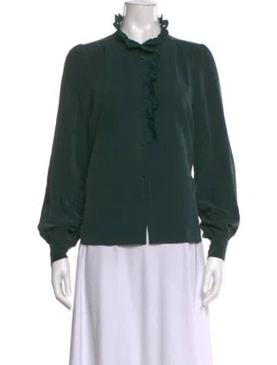 Pre-owned Sézane Long Sleeve Blouse In Green