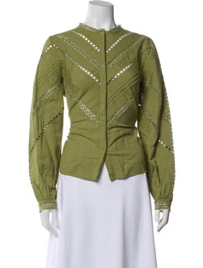 Pre-owned Sézane Long Sleeve Blouse In Green