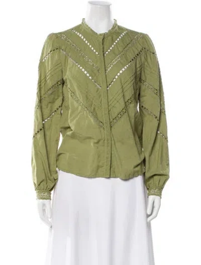 Pre-owned Sézane Long Sleeve Blouse In Green