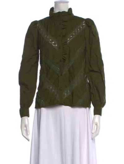 Pre-owned Sézane Long Sleeve Blouse In Green