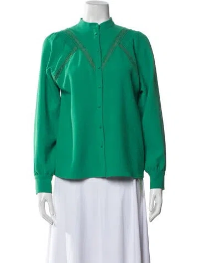 Pre-owned Sézane Long Sleeve Blouse In Green