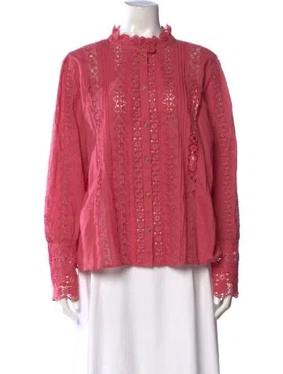 Pre-owned Sézane Long Sleeve Blouse In Pink
