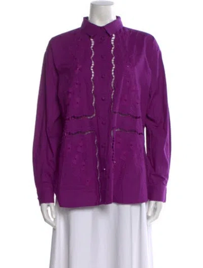 Pre-owned Sézane Long Sleeve Blouse In Purple