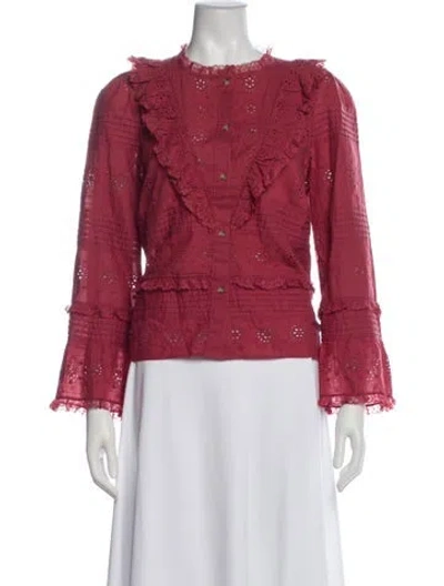 Pre-owned Sézane Long Sleeve Blouse In Red