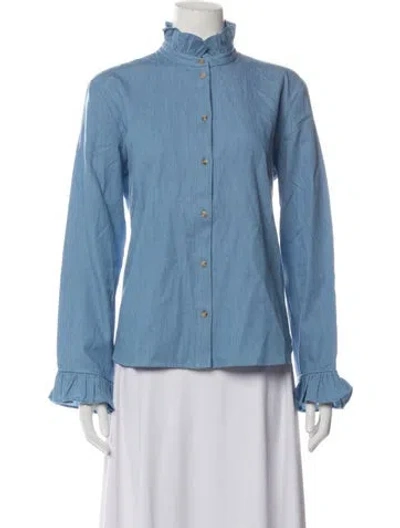 Pre-owned Sézane Long Sleeve Blouse W/ Tags In Blue