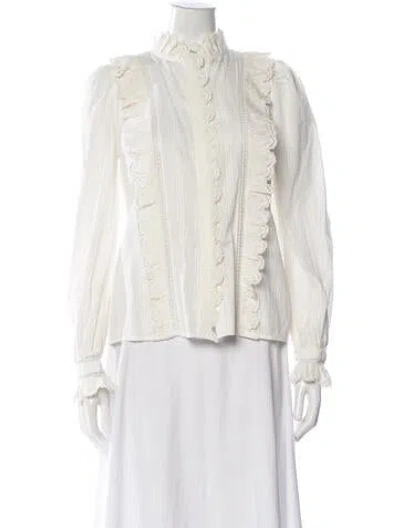 Pre-owned Sézane Long Sleeve Blouse W/ Tags In White