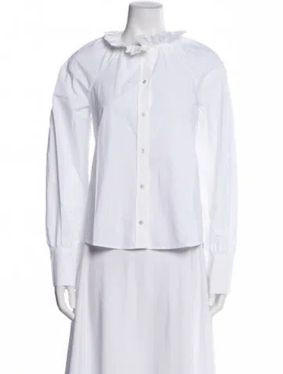 Pre-owned Sézane Long Sleeve Blouse In White