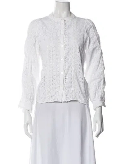 Pre-owned Sézane Long Sleeve Blouse In White