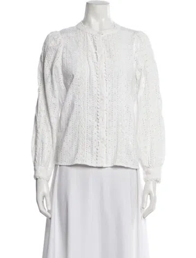 Pre-owned Sézane Long Sleeve Blouse In White