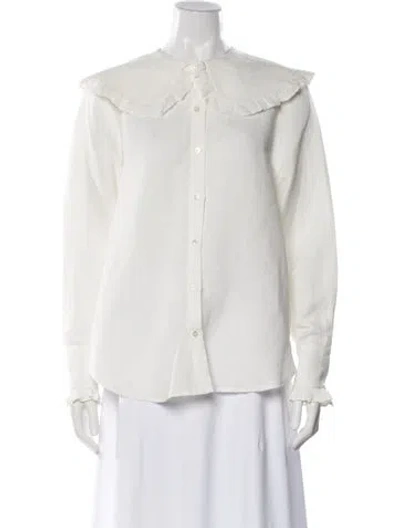 Pre-owned Sézane Long Sleeve Blouse In White