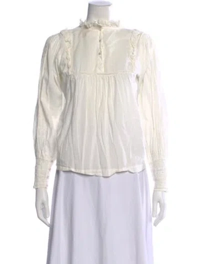 Pre-owned Sézane Long Sleeve Blouse In White