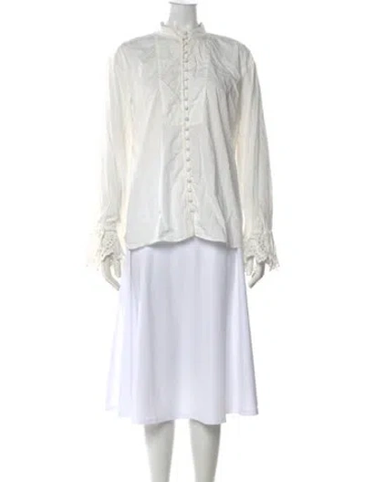 Pre-owned Sézane Long Sleeve Blouse In White