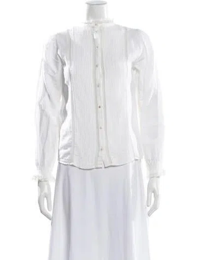 Pre-owned Sézane Long Sleeve Blouse In White