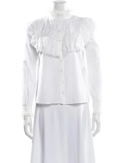 Pre-owned Sézane Long Sleeve Blouse In White