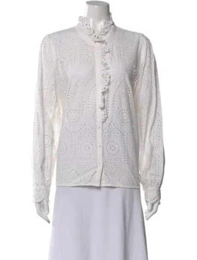 Pre-owned Sézane Long Sleeve Blouse In White