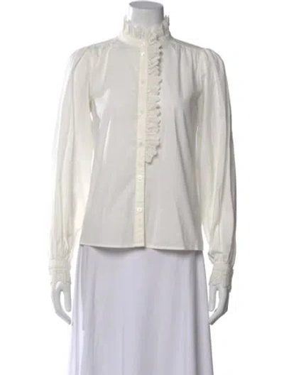 Pre-owned Sézane Long Sleeve Blouse In White