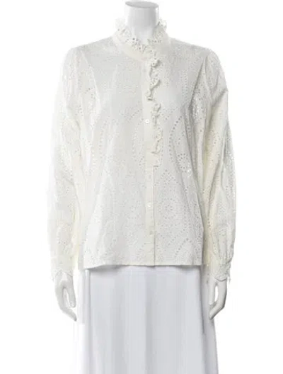Pre-owned Sézane Long Sleeve Blouse In White