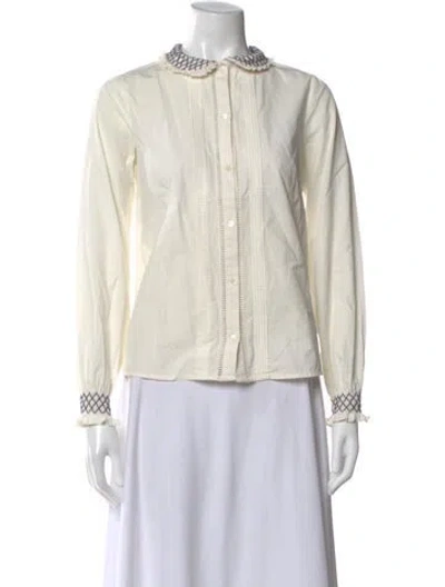 Pre-owned Sézane Long Sleeve Blouse In White