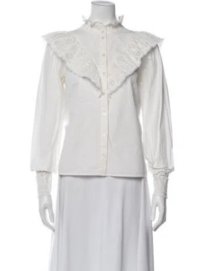 Pre-owned Sézane Long Sleeve Blouse In White