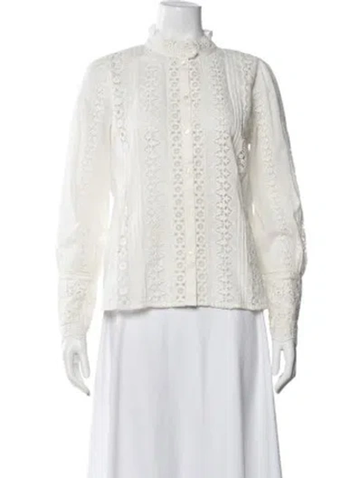 Pre-owned Sézane Long Sleeve Blouse In White