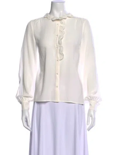 Pre-owned Sézane Long Sleeve Blouse In White