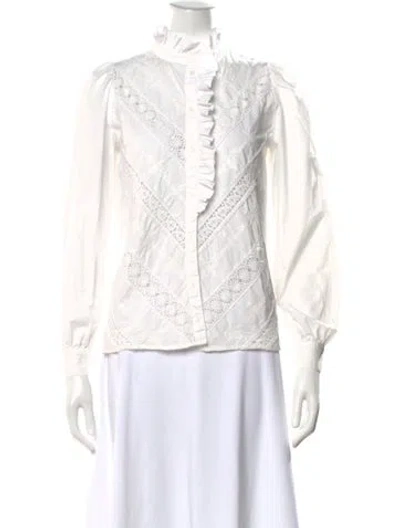 Pre-owned Sézane Long Sleeve Blouse In White