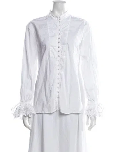Pre-owned Sézane Long Sleeve Blouse In White