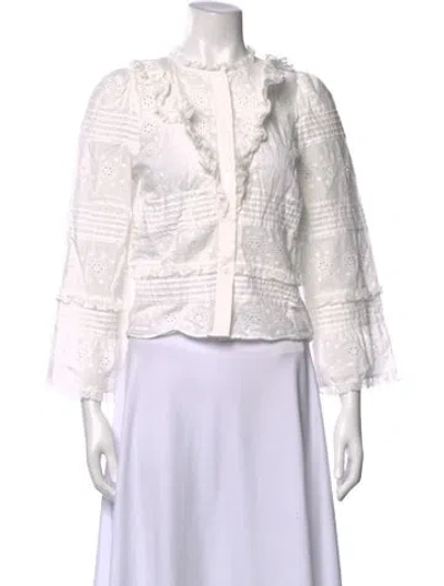 Pre-owned Sézane Long Sleeve Blouse In White