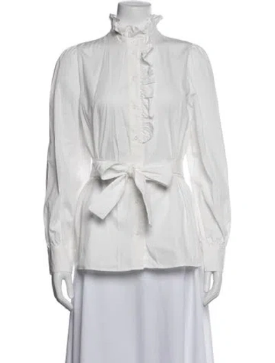 Pre-owned Sézane Long Sleeve Blouse In White
