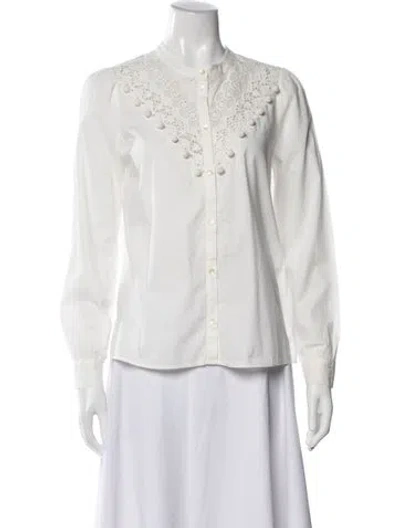 Pre-owned Sézane Long Sleeve Blouse In White