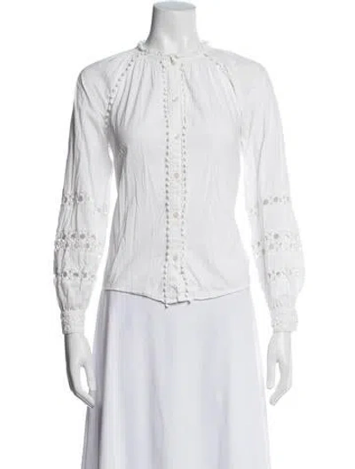 Pre-owned Sézane Long Sleeve Blouse In White
