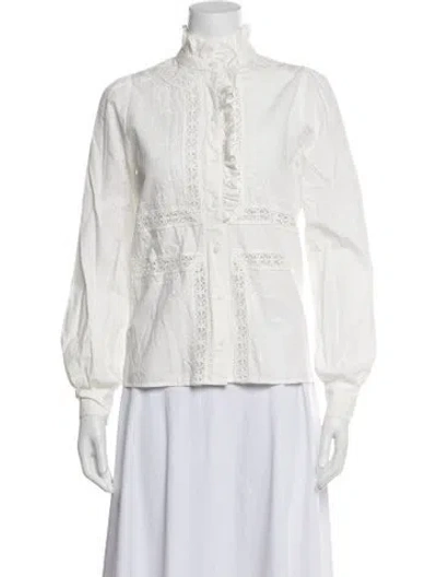Pre-owned Sézane Long Sleeve Blouse In White
