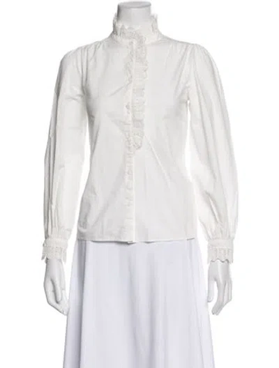 Pre-owned Sézane Long Sleeve Blouse In White