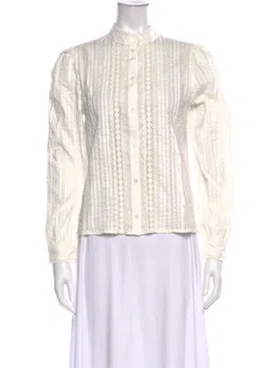 Pre-owned Sézane Long Sleeve Blouse In White