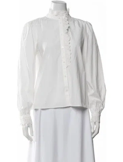 Pre-owned Sézane Long Sleeve Blouse In White